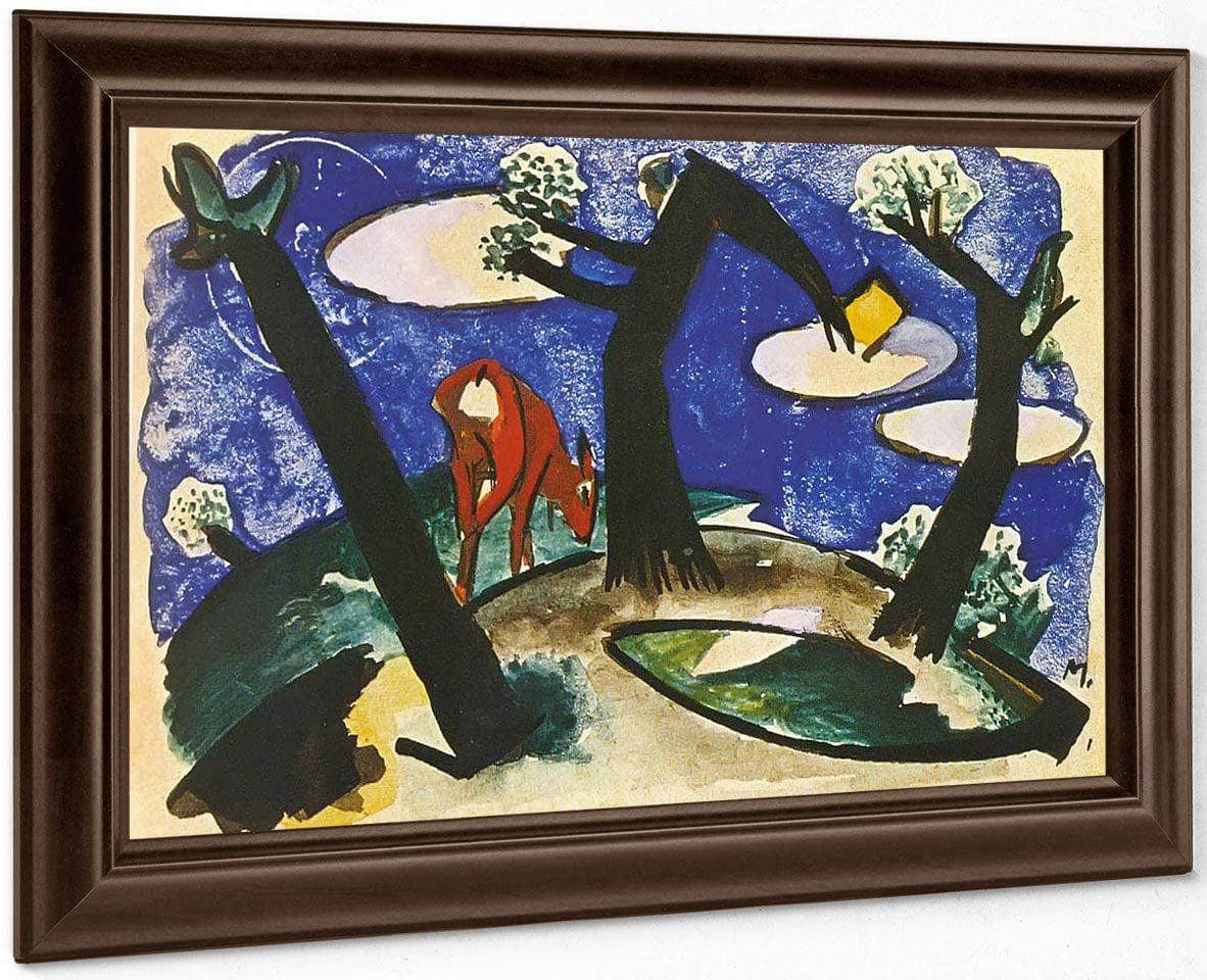 Landscape With A Red Animal By Franz Marc Fine Art Print