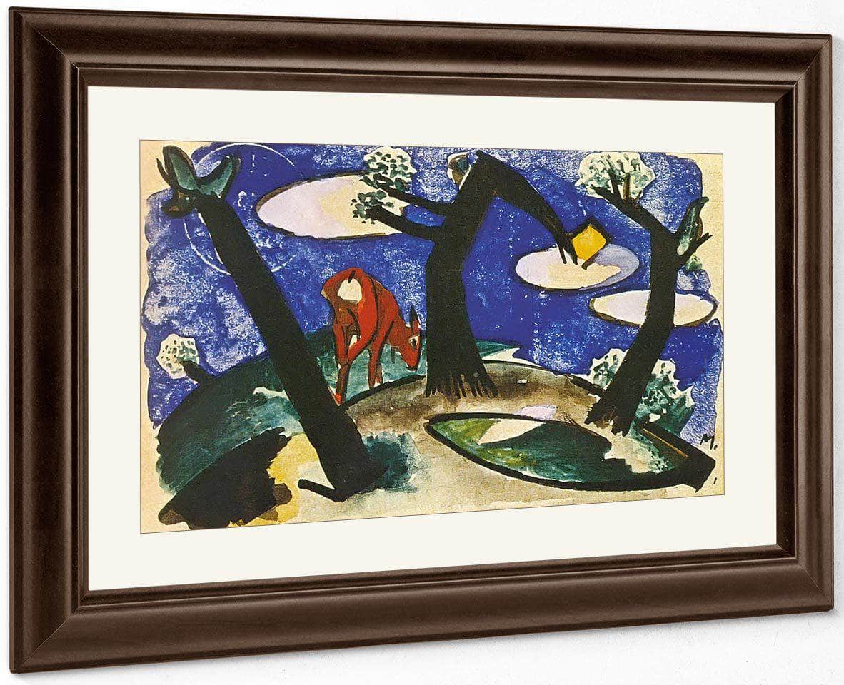 Landscape With A Red Animal By Franz Marc Fine Art Print