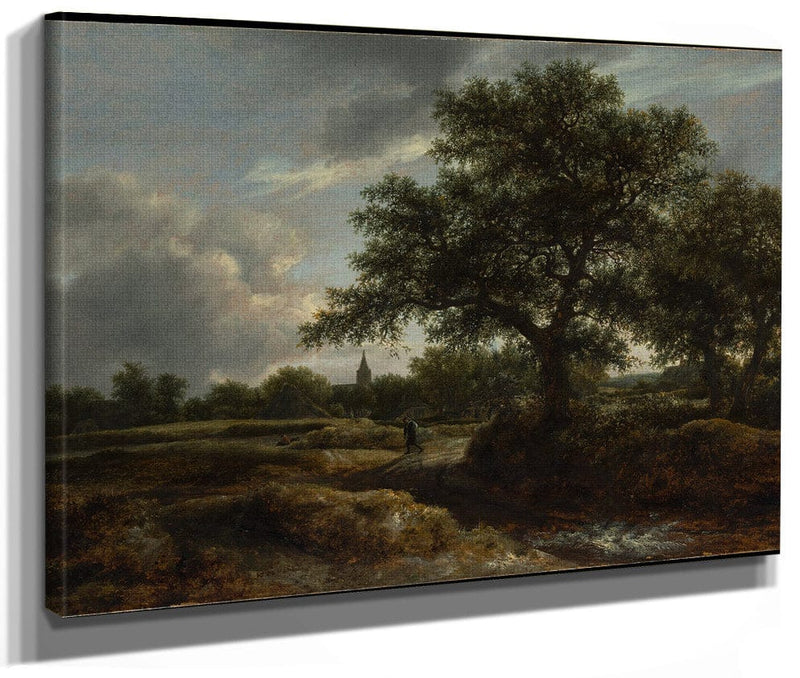 Landscape With A Village In The Distance By Jacob Van Rusdael Fine Art Print