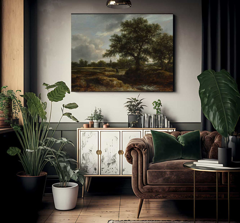 Landscape With A Village In The Distance By Jacob Van Rusdael Fine Art Print