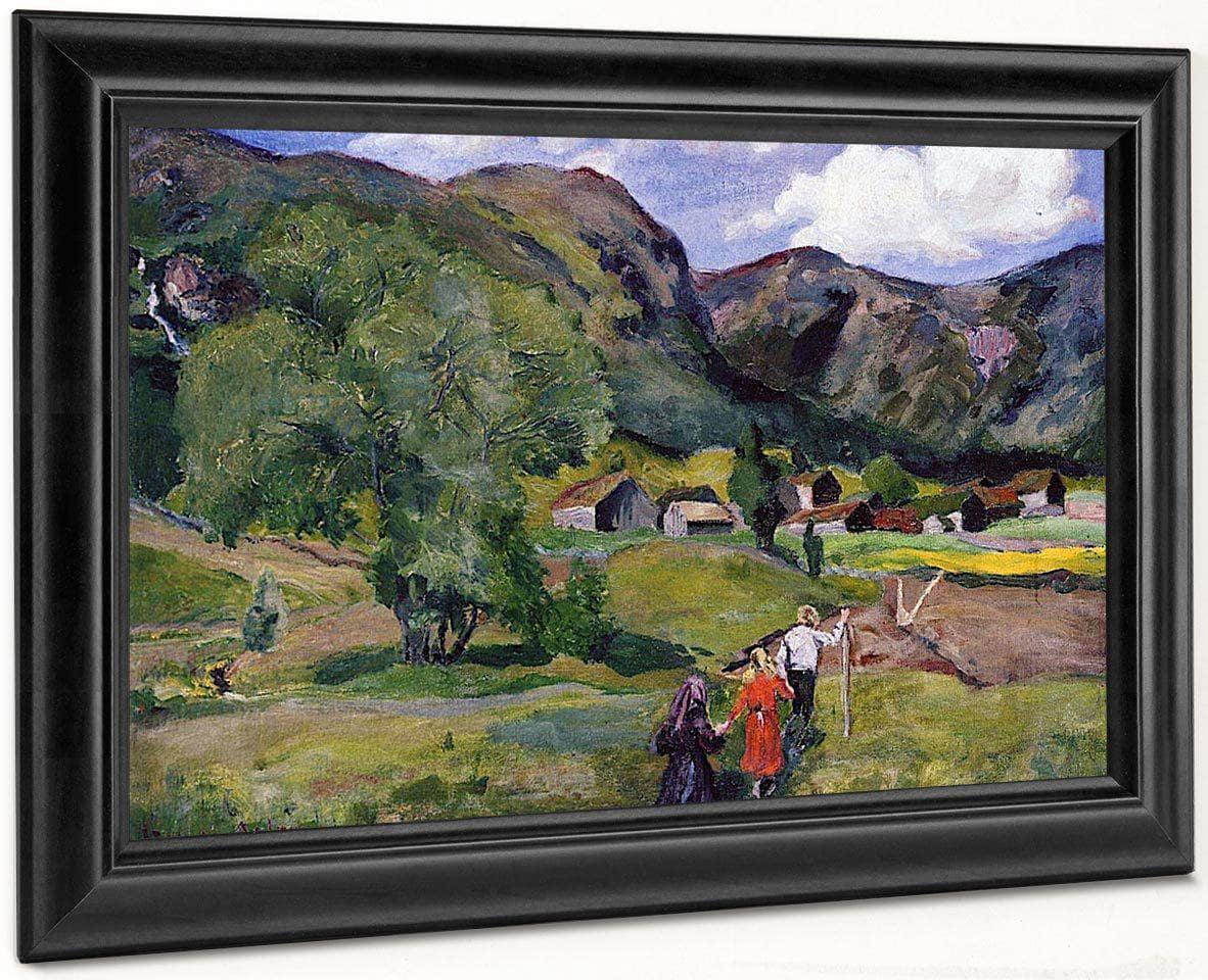 Landscape With Children (Also Known As Dark Sunlight) By Nicolai Astrup Fine Art Print