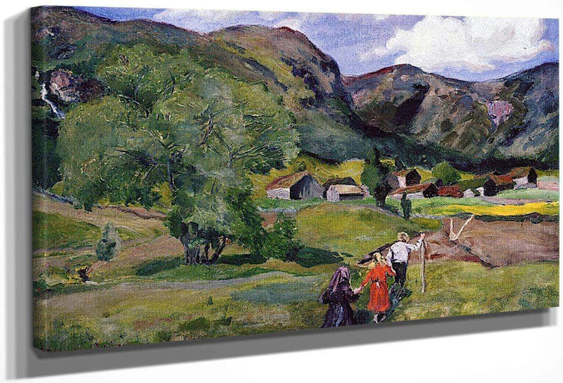 Landscape With Children (Also Known As Dark Sunlight) By Nicolai Astrup Fine Art Print