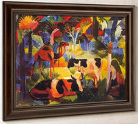Landscape With Cows And Camels By August Macke Fine Art Print
