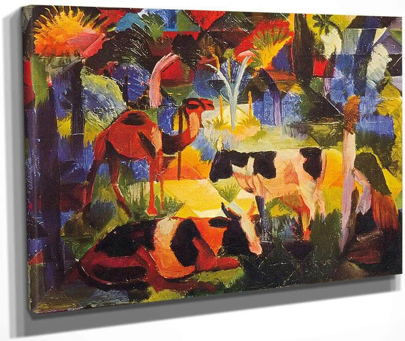 Landscape With Cows And Camels By August Macke Fine Art Print