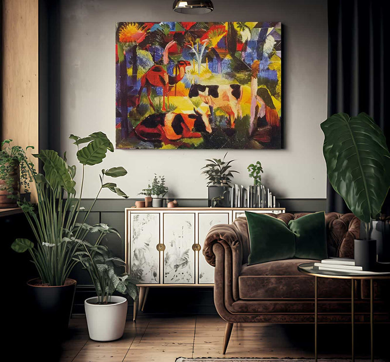 Landscape With Cows And Camels By August Macke Fine Art Print