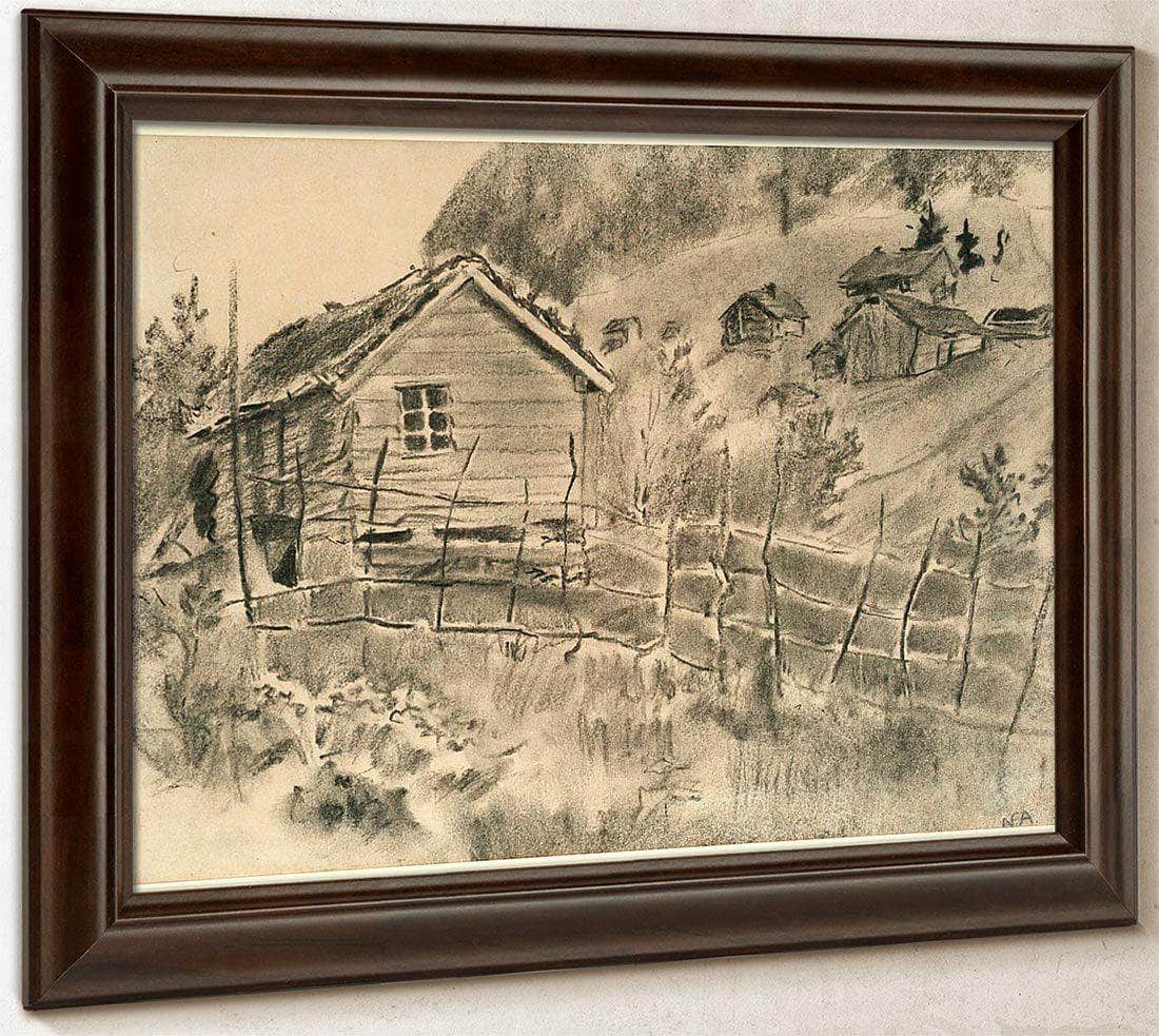 Landscape With Hay Rack And House By Nicolai Astrup Fine Art Print