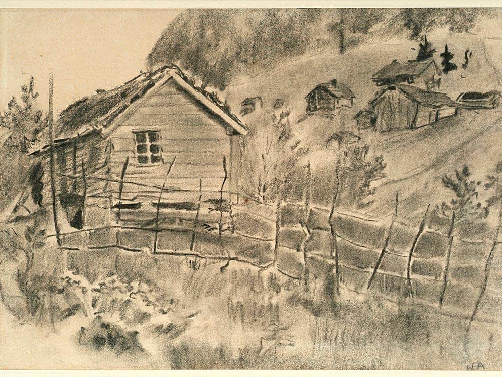 Landscape With Hay Rack And House By Nicolai Astrup Fine Art Print