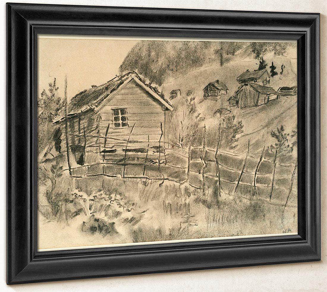 Landscape With Hay Rack And House By Nicolai Astrup Fine Art Print