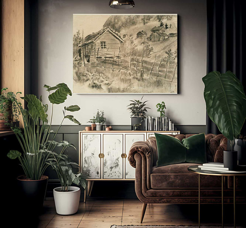 Landscape With Hay Rack And House By Nicolai Astrup Fine Art Print