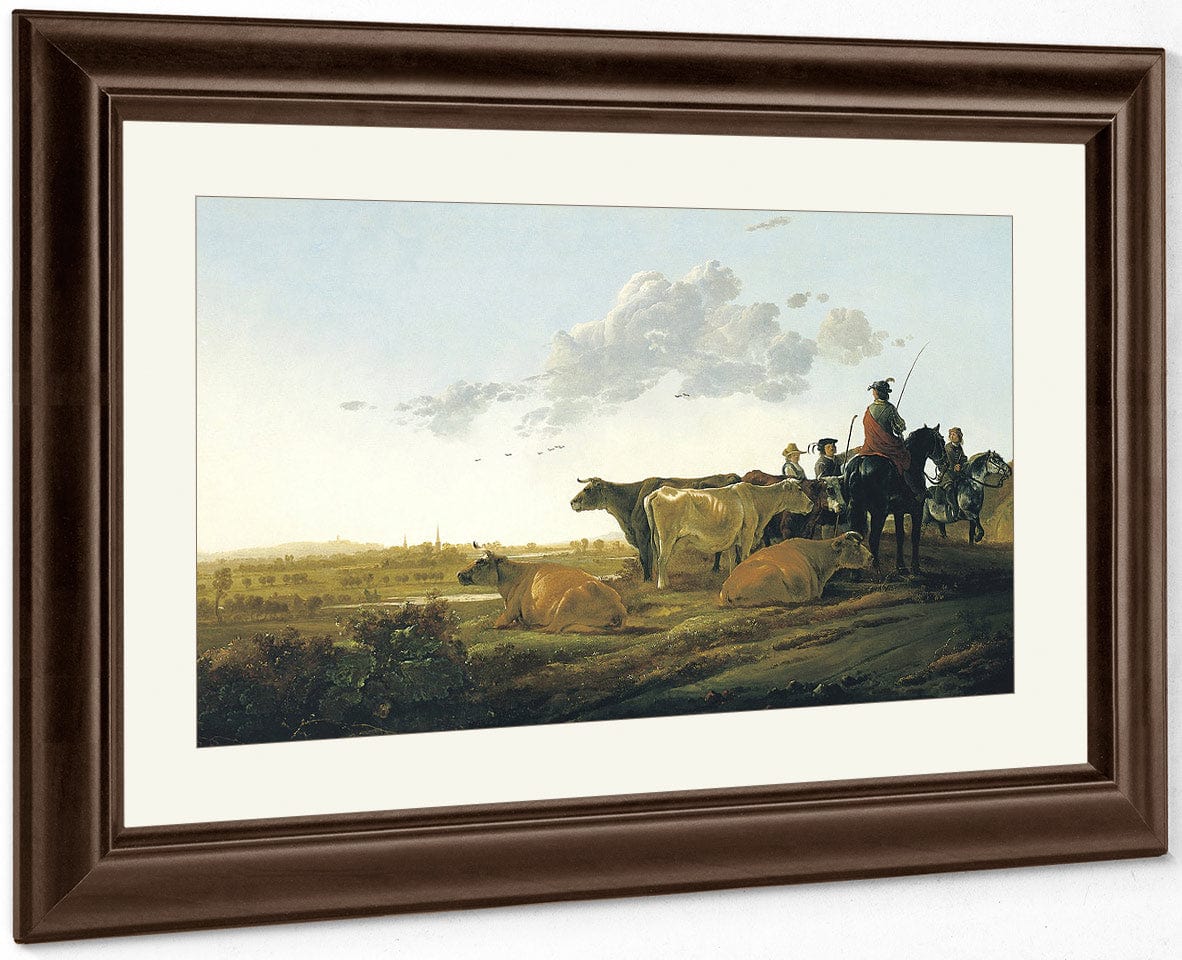 Landscape With Herdsmen By Aelbert Cuyp Fine Art Print