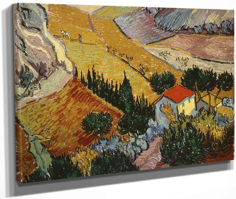 Landscape With House And Ploughman By Vincent Van Gogh Fine Art Print
