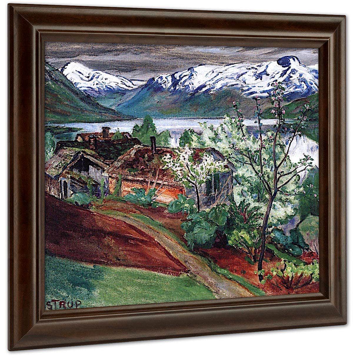 Landscape With Houses And Blossom Trees By Nicolai Astrup Fine Art Print