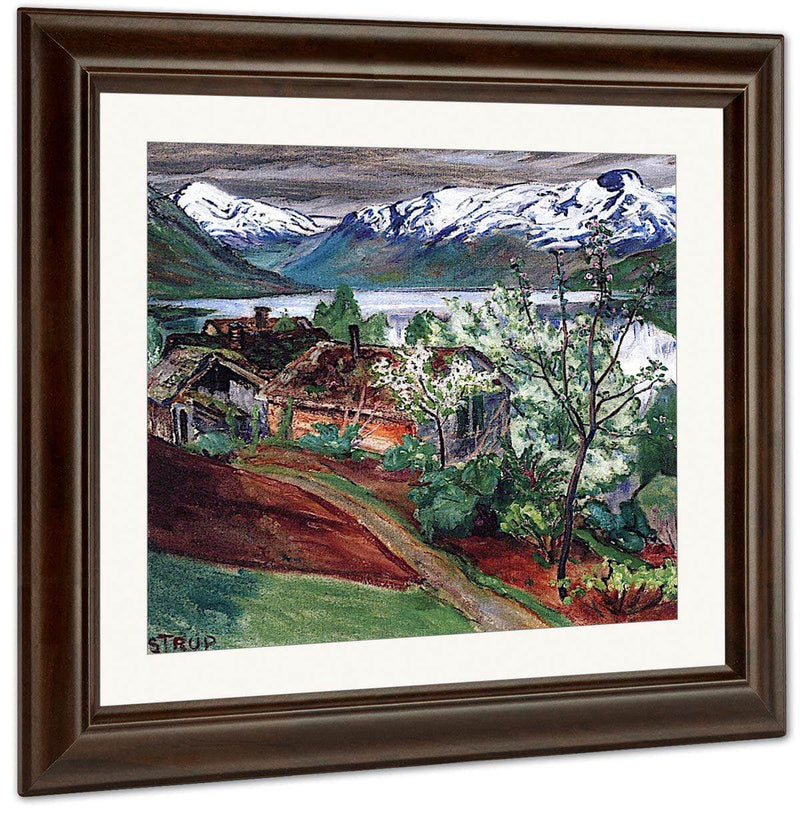 Landscape With Houses And Blossom Trees By Nicolai Astrup Fine Art Print