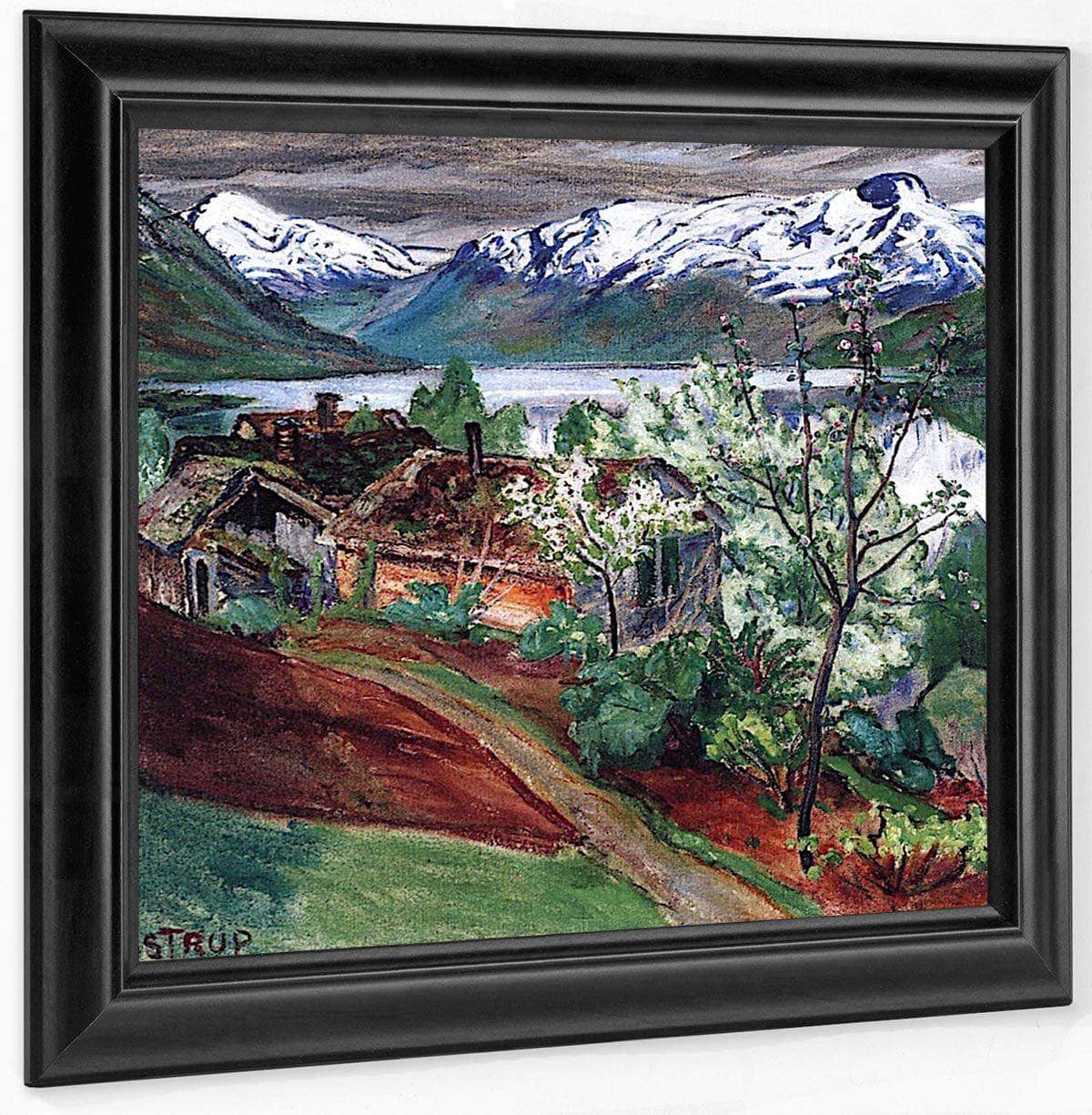 Landscape With Houses And Blossom Trees By Nicolai Astrup Fine Art Print