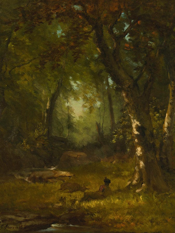 Landscape With Huntsman By George Inness Fine Art Print