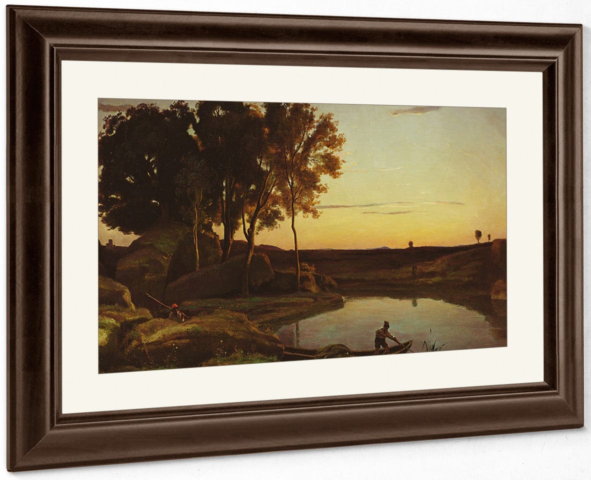 Landscape With Lake And Boatman By Jean Baptiste Camille Corot Fine Art Print