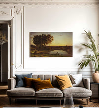 Landscape With Lake And Boatman By Jean Baptiste Camille Corot Fine Art Print