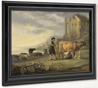 Landscape With Maid Milking A Cow By Aelbert Cuyp Fine Art Print