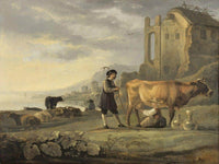 Landscape With Maid Milking A Cow By Aelbert Cuyp Fine Art Print