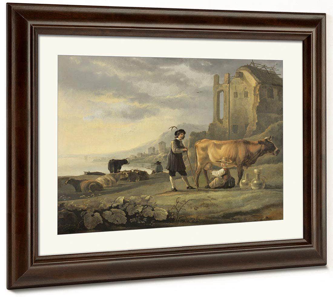 Landscape With Maid Milking A Cow By Aelbert Cuyp Fine Art Print