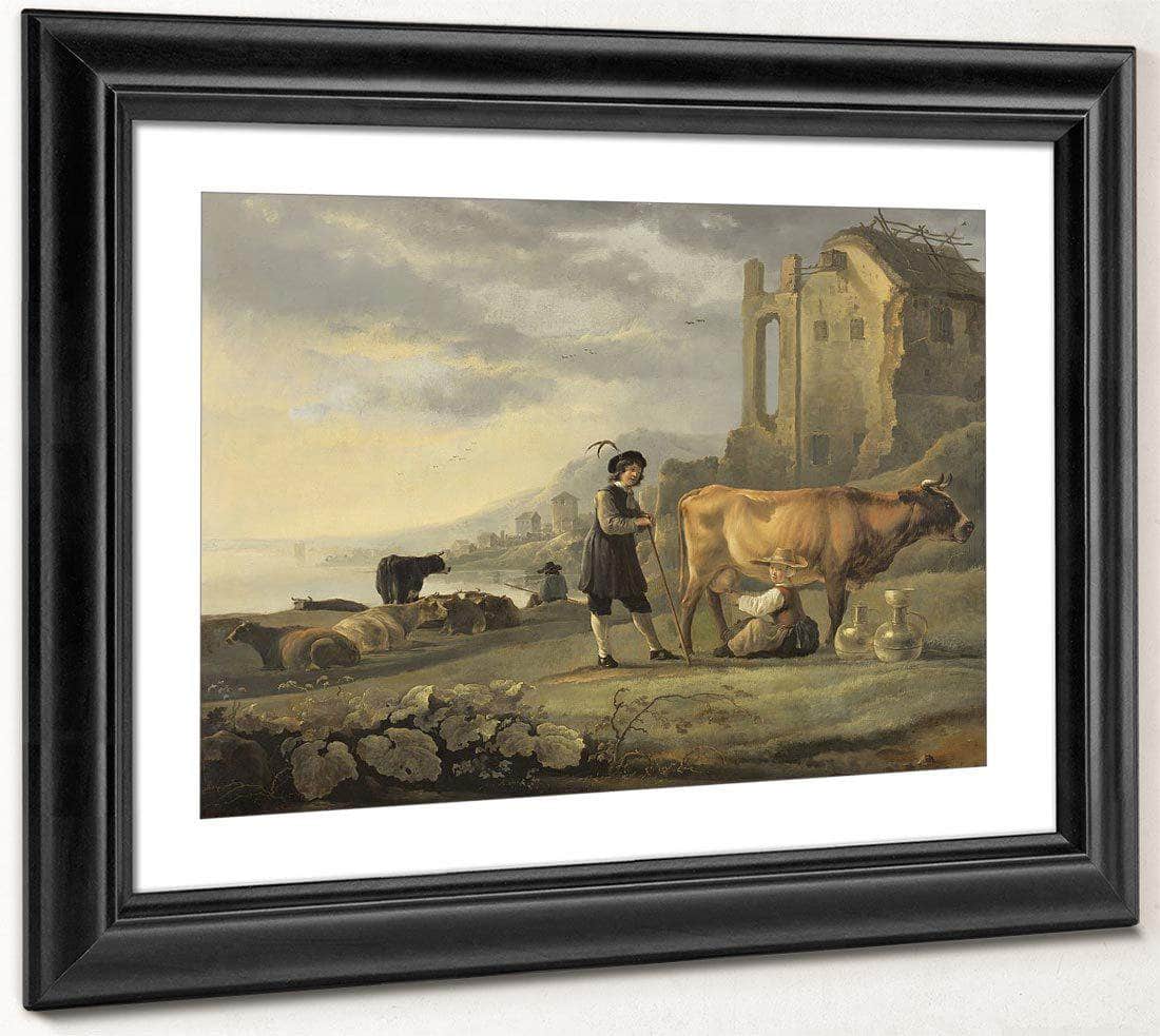 Landscape With Maid Milking A Cow By Aelbert Cuyp Fine Art Print