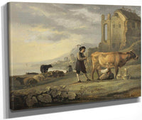 Landscape With Maid Milking A Cow By Aelbert Cuyp Fine Art Print