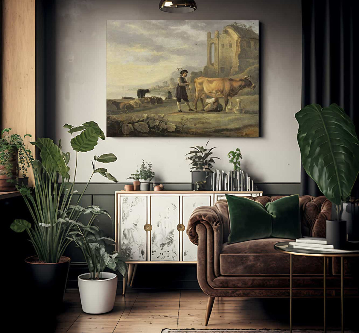 Landscape With Maid Milking A Cow By Aelbert Cuyp Fine Art Print