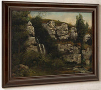 Landscape With Rocky Cliffs And A Waterfall By Gusave Courbet Fine Art Print