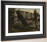 Landscape With Rocky Cliffs And A Waterfall By Gusave Courbet Fine Art Print