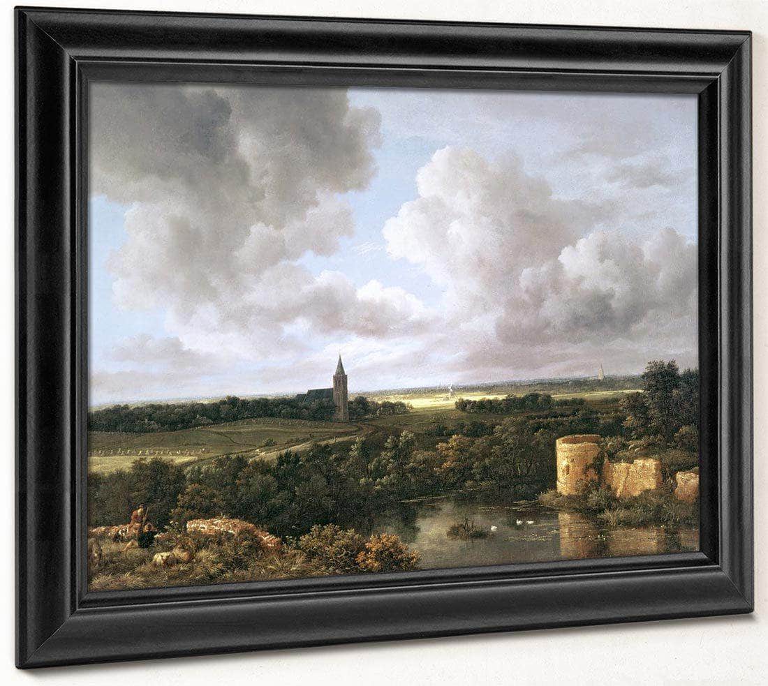 Landscape With Ruined Castle And Church By Jacob Van Ruisdael Fine Art Print