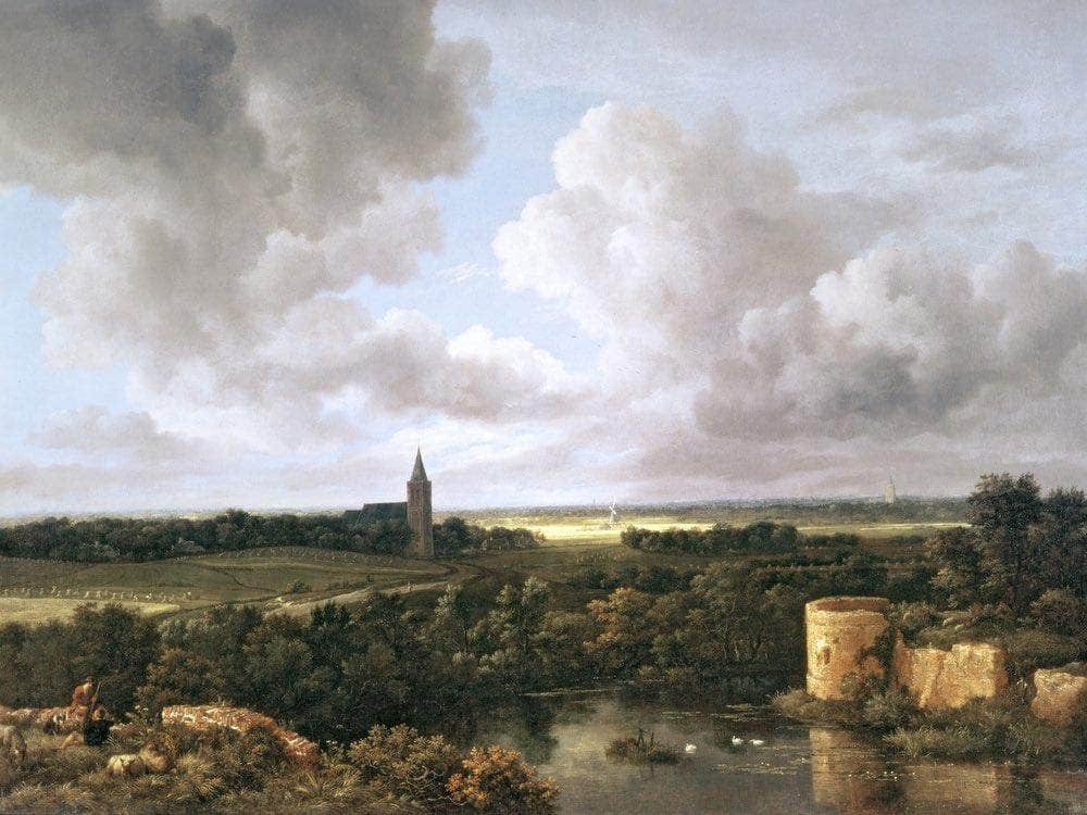 Landscape With Ruined Castle And Church By Jacob Van Ruisdael Fine Art Print