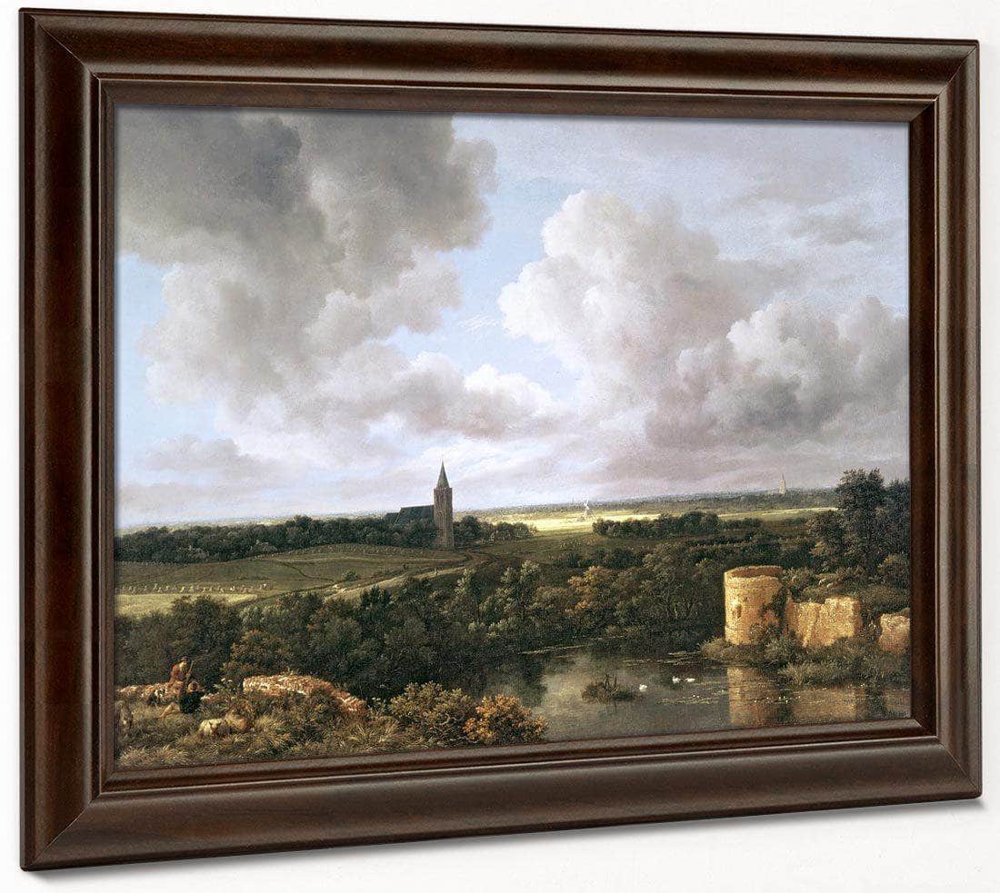 Landscape With Ruined Castle And Church By Jacob Van Ruisdael Fine Art Print