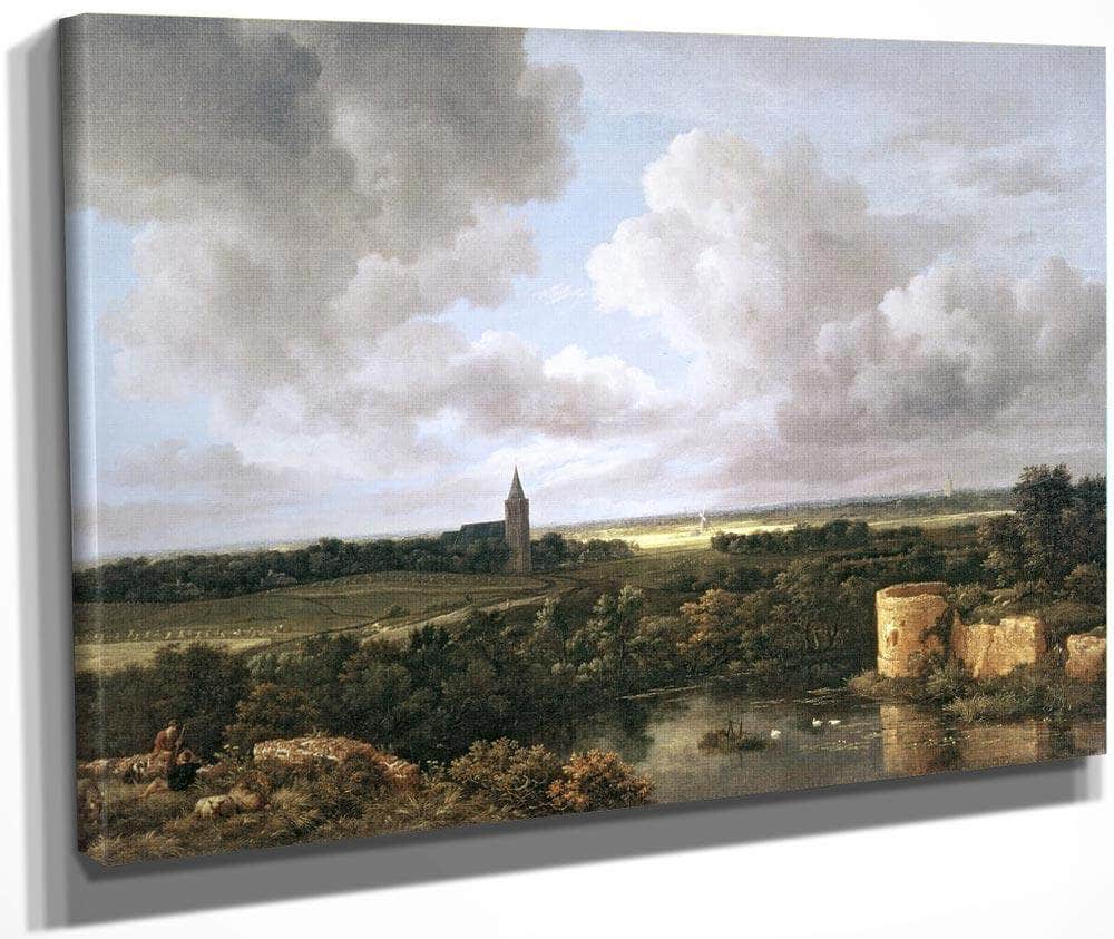 Landscape With Ruined Castle And Church By Jacob Van Ruisdael Fine Art Print