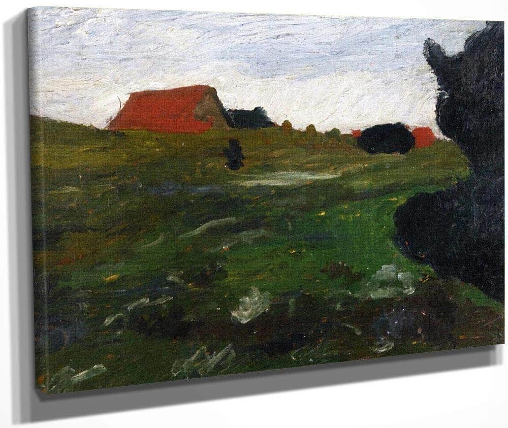 Landscape With Shrubs And Red Houses By Paula Modersohn Becker Fine Art Print