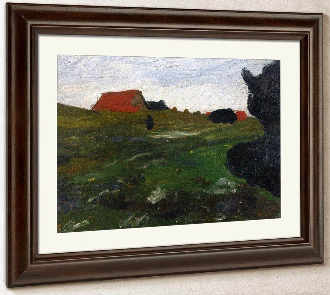 Landscape With Shrubs And Red Houses By Paula Modersohn Becker Fine Art Print
