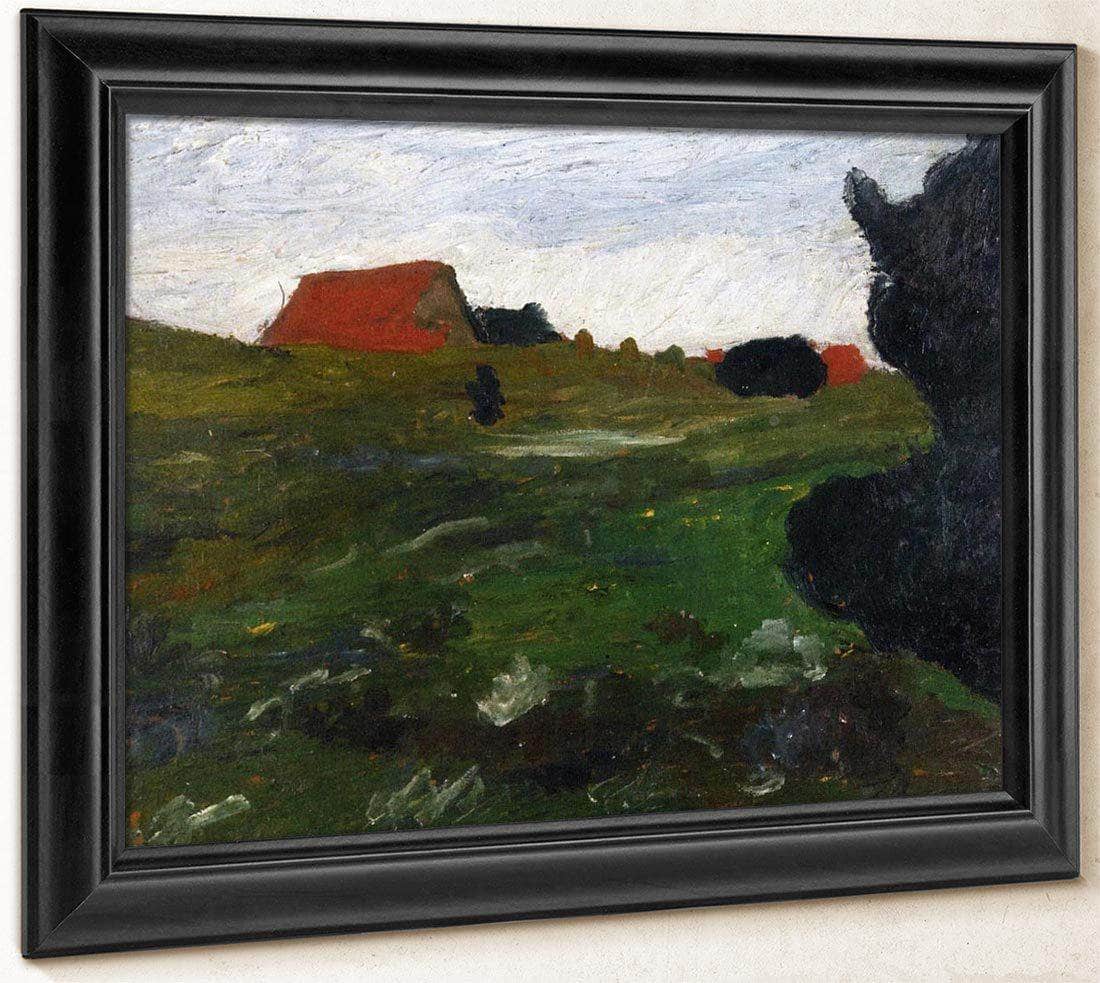 Landscape With Shrubs And Red Houses By Paula Modersohn Becker Fine Art Print