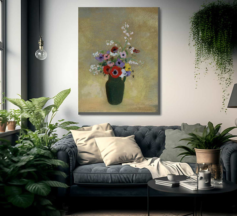 Large Green Vase With Mixed Flowers 1910 1912 Pastel 74 3X62 2Cm Museum Of Fine Arts Boston By Odilon Redon Fine Art Print