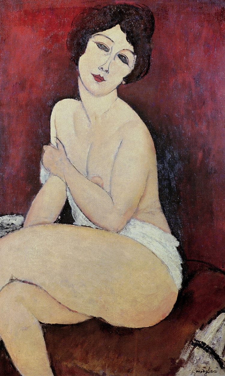 Large Seated Nude By Amedeo Modigliani Fine Art Print