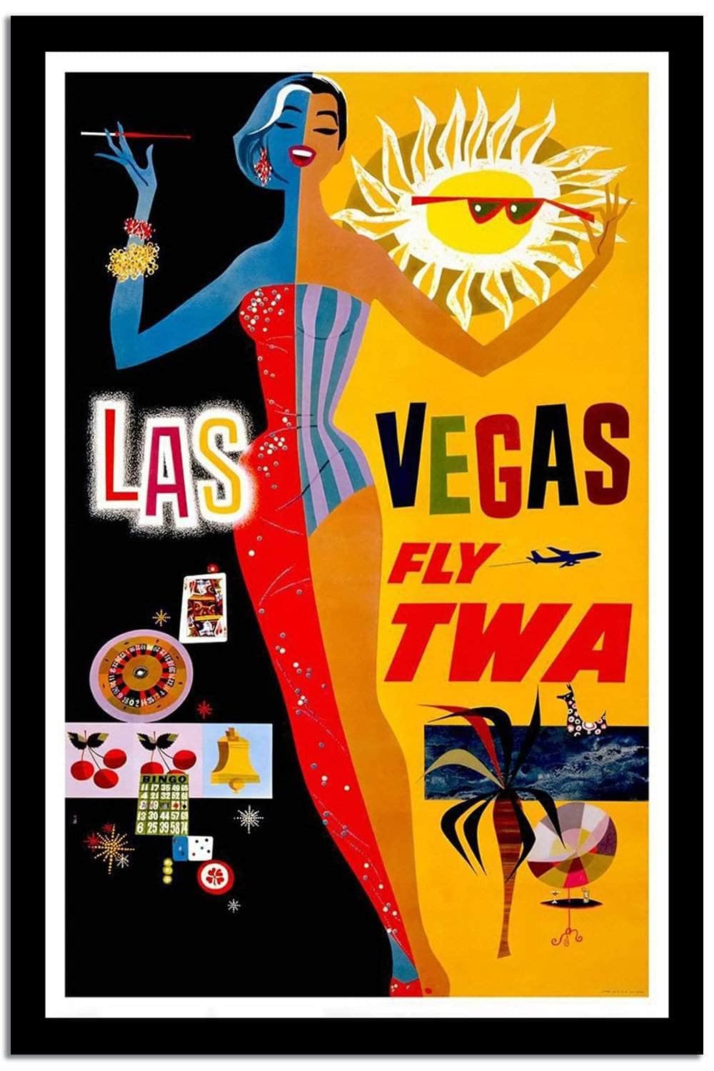 Las Vegas Fly Twa  Vintage Poster Fine Art Print