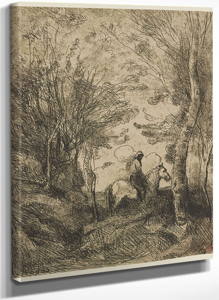 Le Grand Cavalier Sous Bois (The Large Rider In The Woods) By Jean Baptiste Camille Corot Fine Art Print