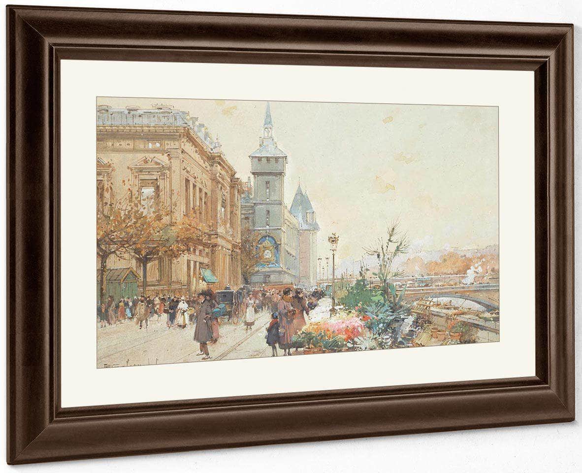 Le Marche Aux Fleurs By Eugene Galien Laloue Fine Art Print