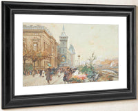 Le Marche Aux Fleurs By Eugene Galien Laloue Fine Art Print