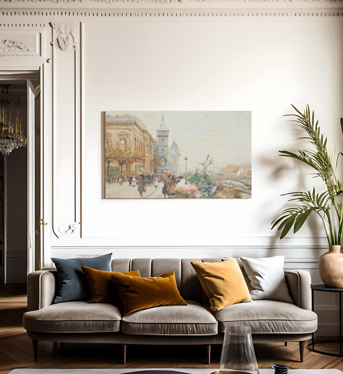 Le Marche Aux Fleurs By Eugene Galien Laloue Fine Art Print