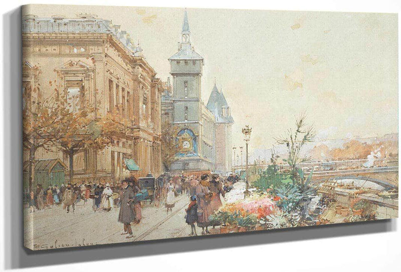 Le Marche Aux Fleurs By Eugene Galien Laloue Fine Art Print