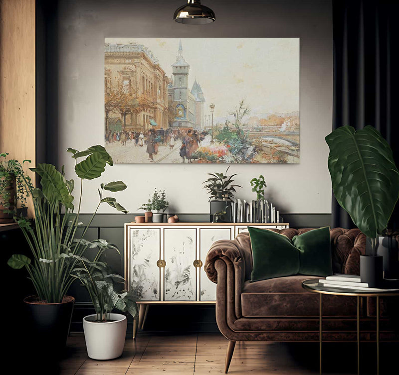 Le Marche Aux Fleurs By Eugene Galien Laloue Fine Art Print