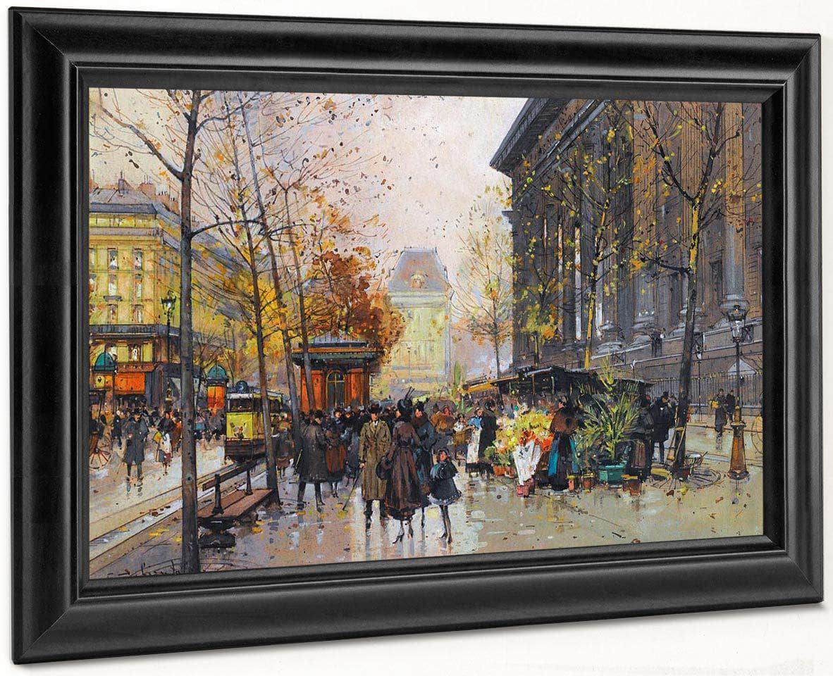 Le Marche Aux Fleurs La Madeleine By Eugene Galien Laloue Fine Art Print