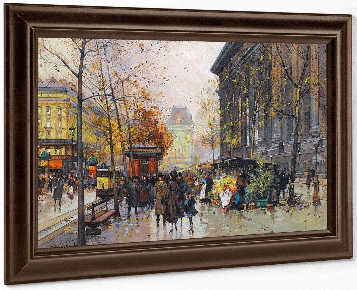 Le Marche Aux Fleurs La Madeleine By Eugene Galien Laloue Fine Art Print