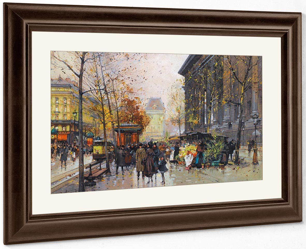 Le Marche Aux Fleurs La Madeleine By Eugene Galien Laloue Fine Art Print