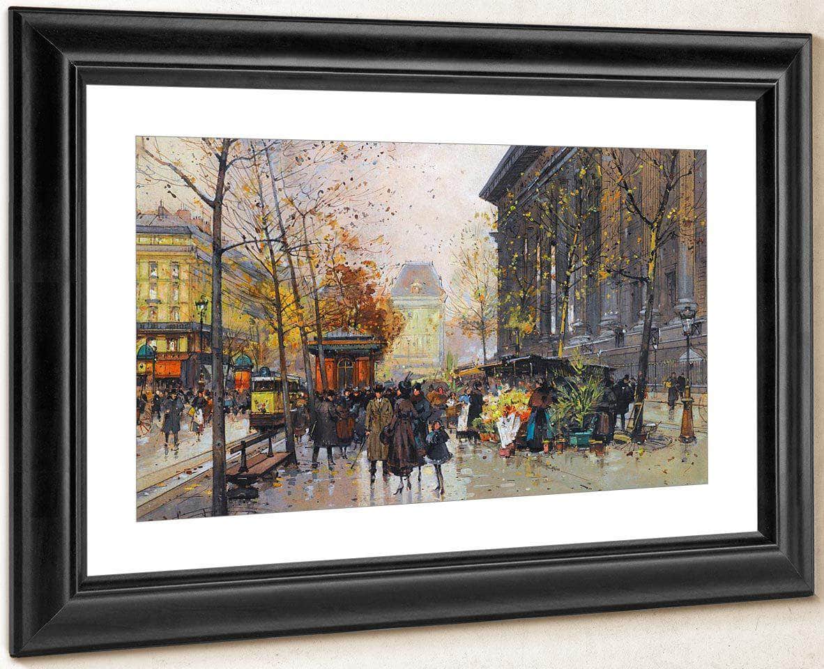 Le Marche Aux Fleurs La Madeleine By Eugene Galien Laloue Fine Art Print
