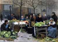 Le Marche Aux Legumes, Paris Painting Victor Gilbert Canvas Art Fine Art Print